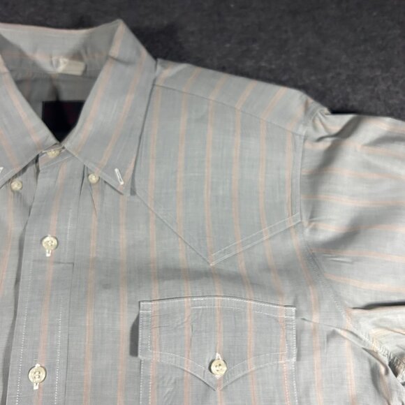G Rolling Shirt Top Western Wear Rodeo Striped Button Up Pastel Pink Blue L READ - Picture 8 of 11